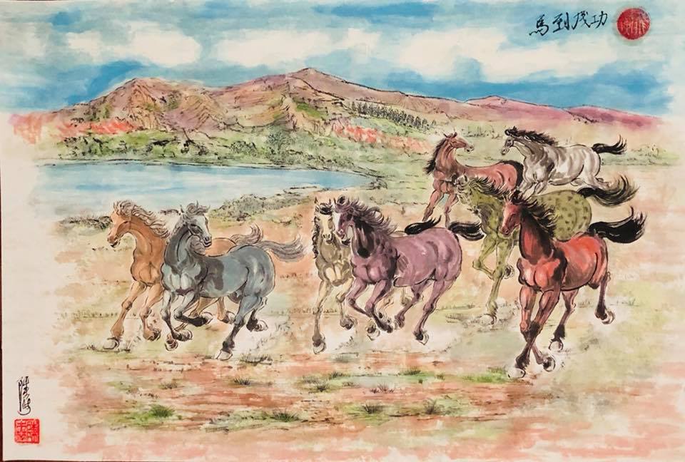 Chinese Horse Paintings by Noppadol