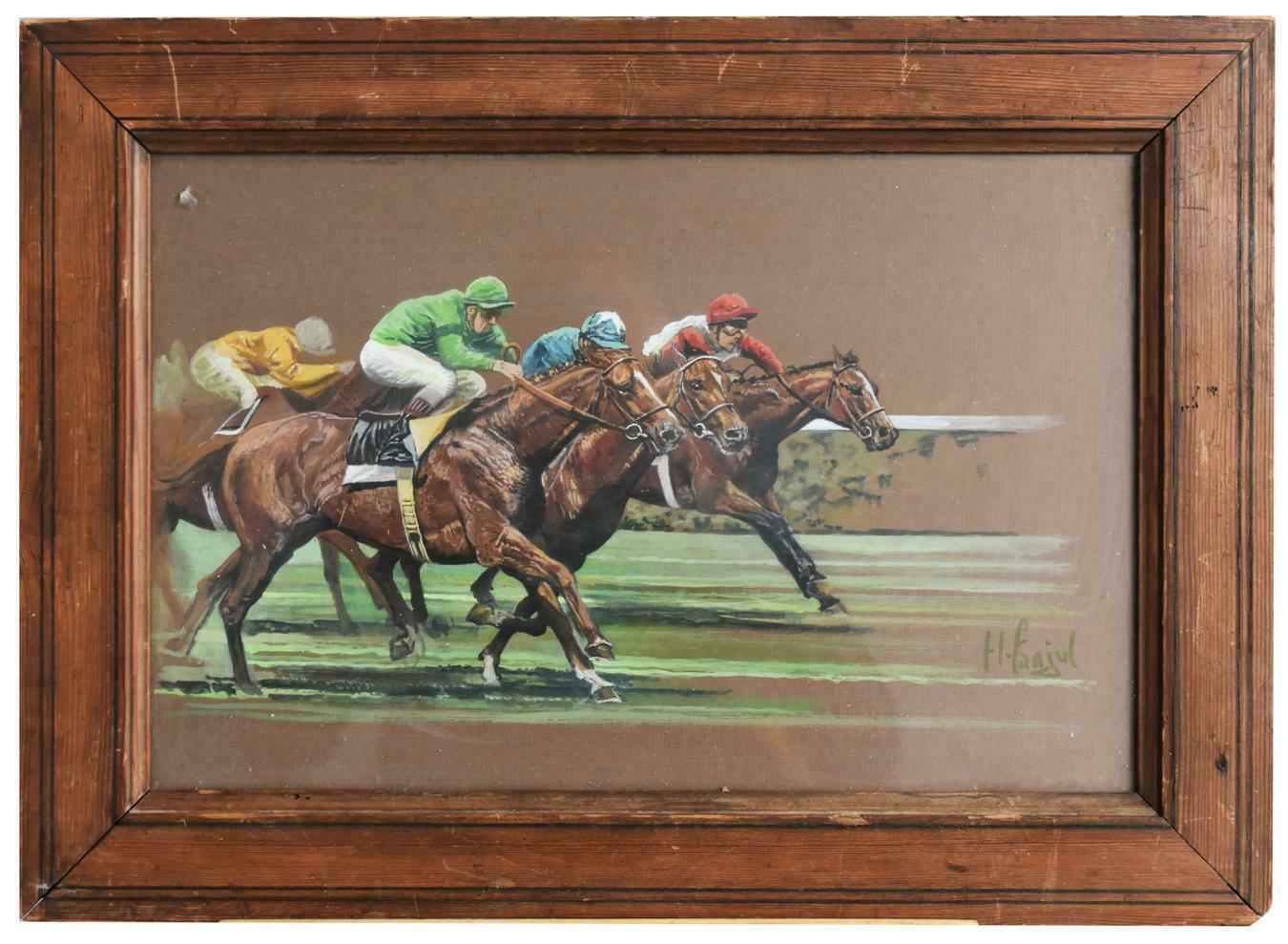 Horse Racing Watercolor by Henri Fanjul