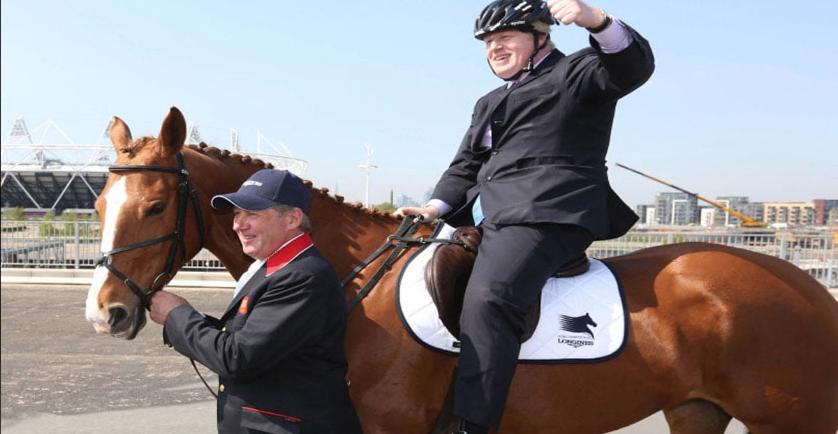 Boris Johnson Tries Horse Riding