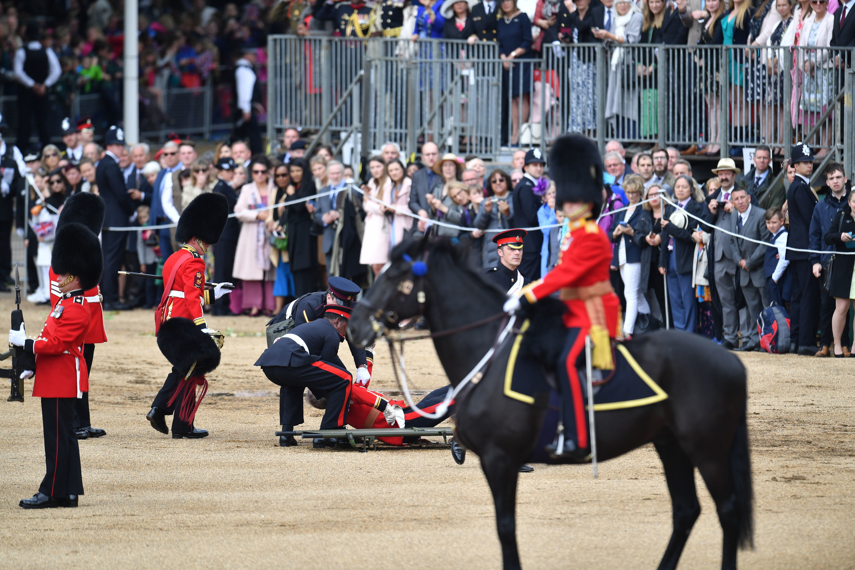 Cavalryman Thrown From Horse During Queens Parade