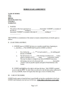Horse Lease Contract