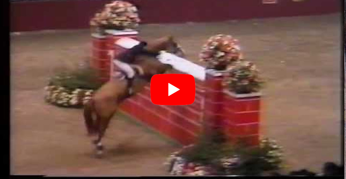 Gerd Wiltfang and Roman jumping 2.26m at 1980 Olympia Horse Show