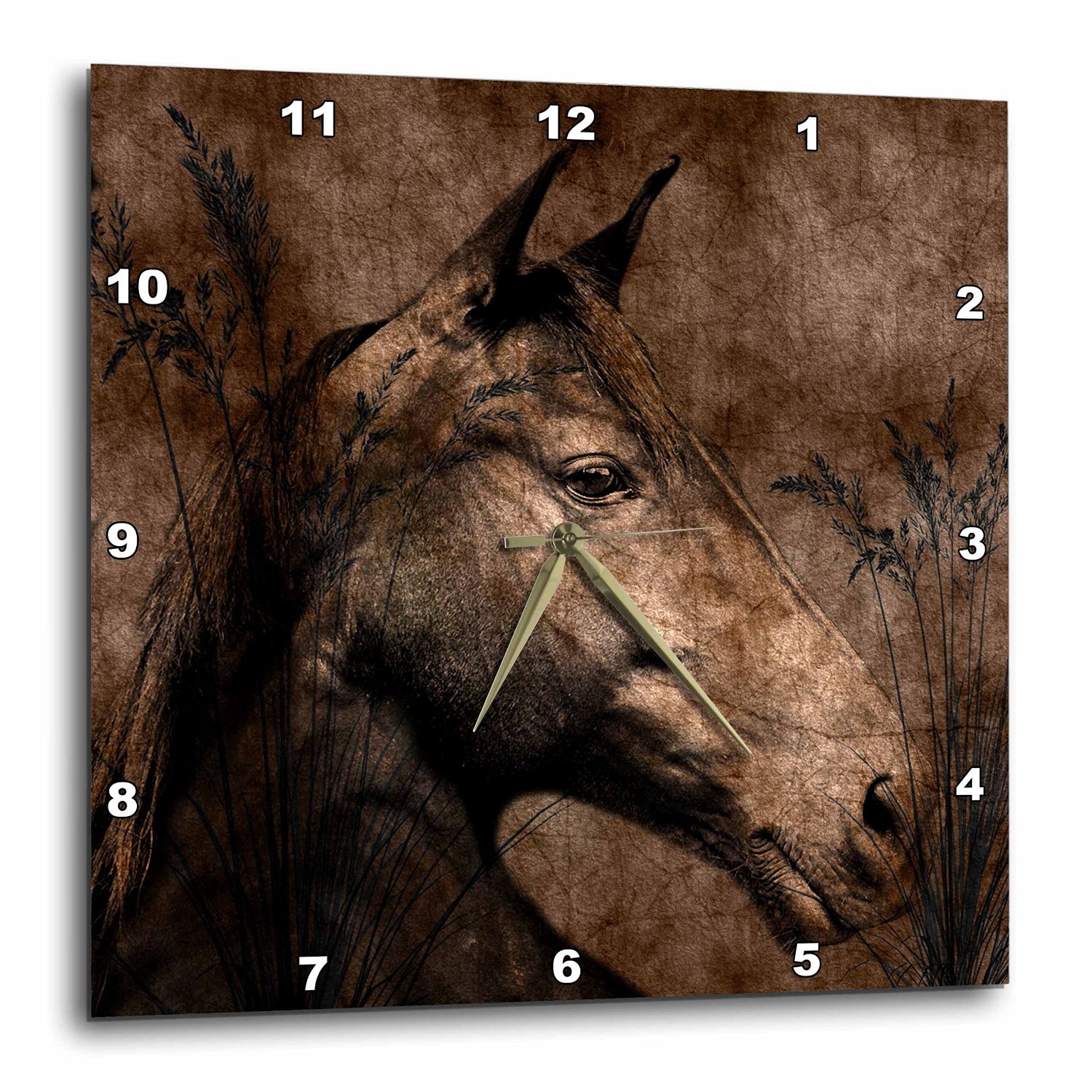 Western Brown Horse Grunge and Charcoal Wall Clock