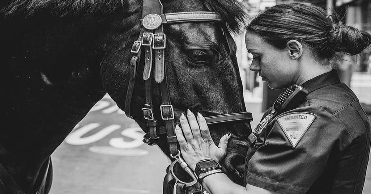 Jess Oliviery and her real life NYPD Mustang