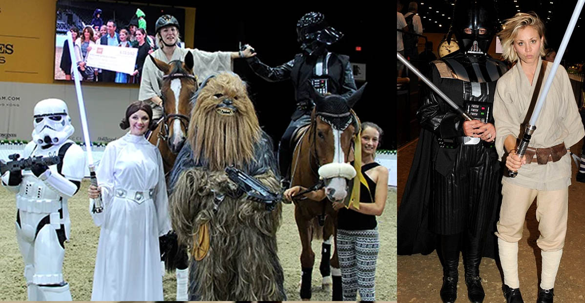 Kaley Cuoco and Tracey Wade Jumping as Luke Skywalker and Darth Vader