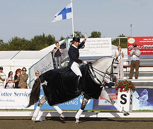 Kyra Kyrklund on the Lusiaton Rico at Dressage at Hickstead