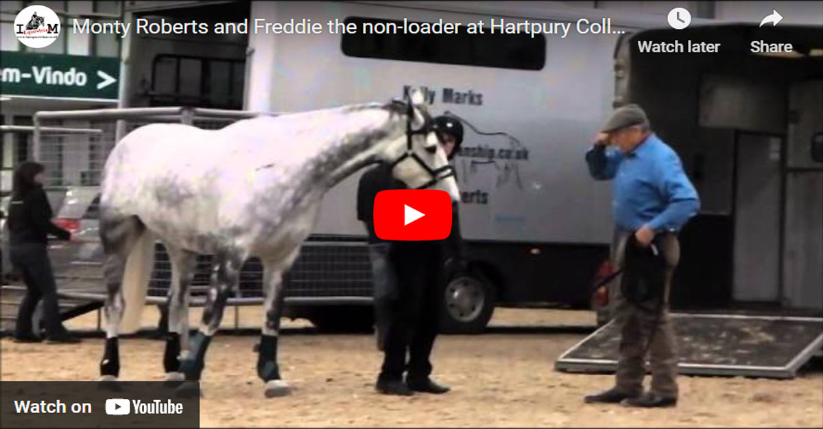 Monty Roberts and Freddie the non-loader at Hartpury College