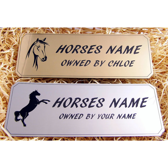 Personalised Horse Name Plaque Stable Door Wooden Plinth laser engraved 