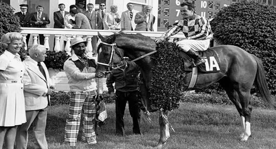 Secretariat after winning the Kentucky Derby, 1973