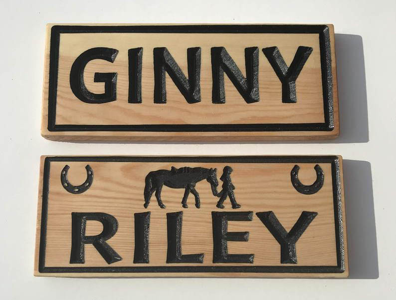 Thelwell Personalised Horse Pony Stable Door Sign Plaque Name Toilet Plate Wooden Stable Sign Door Painted