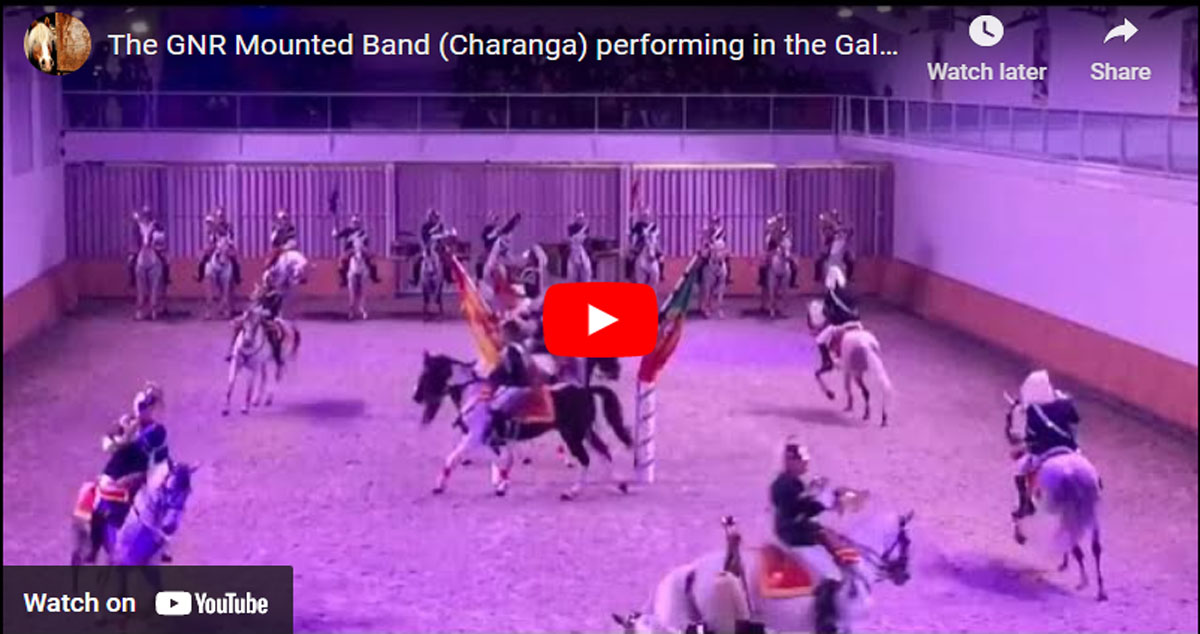 The GNR Mounted Band (Charanga) performing in the Gala of the Portuguese School of Equestrian Art in Lisbon